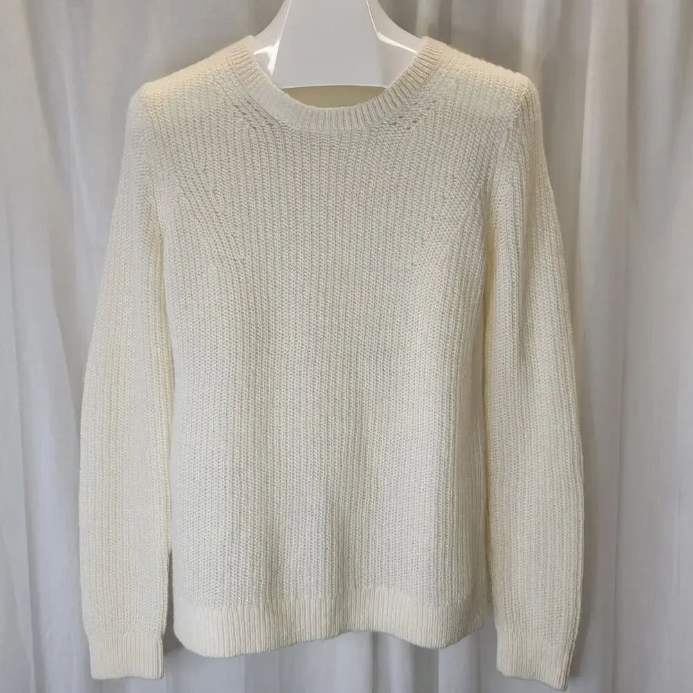 LOFT Cream Crewneck Pullover Sweater, S